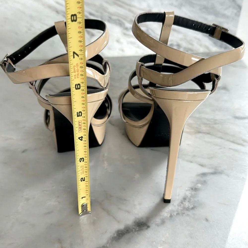 Saint Laurent T-strap Multi Strap  Patent Cream Sandals Size 8 - Picture 4 of 8